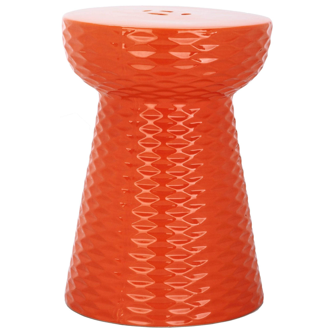 Orange Garden Stool - 12.5" X 17.5" Ceramic