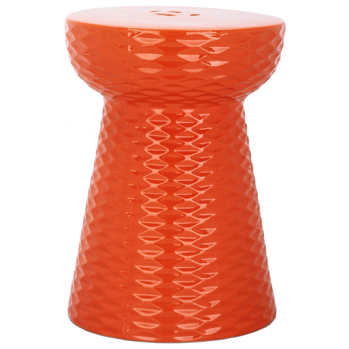 Orange Garden Stool - 12.5" X 17.5" Ceramic