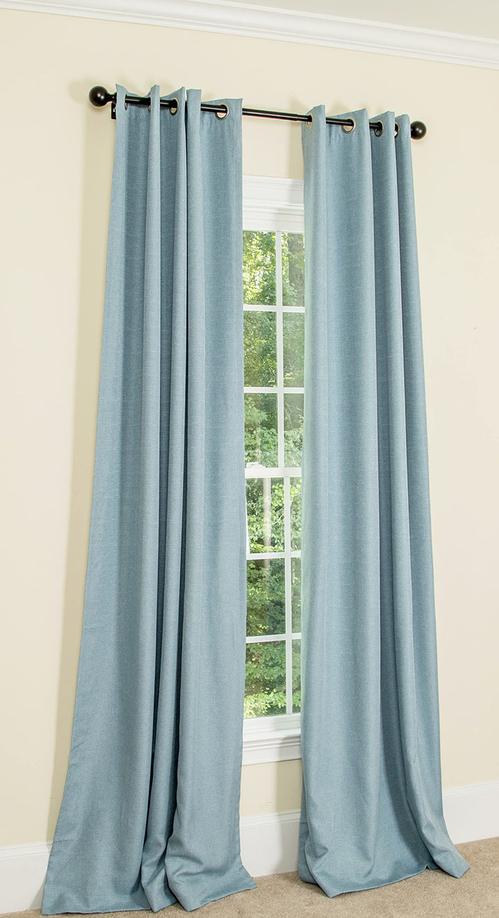 Manor Luxe Elle 100% Blackout Grommet Curtains with Thermal Insulated Liner 2 Blue - 50"x84" - Diamond Home USA