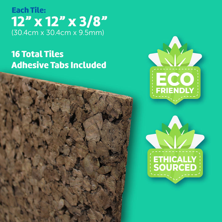 Flipside Products 12" x 12" x 9.5MM Thick Dark Brown Cork ares Wall Tiles - Diamond Home USA