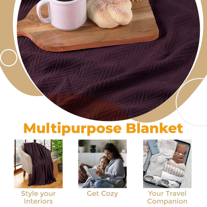Superior 100% Cotton Blanket Oversized Throw Woven Blanket for Couch Bed Bedding - Diamond Home USA