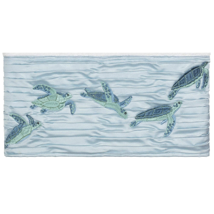 Turkish Cotton Turtles Embroidered White 4-Piece Towel Set Blue Terry Cloth - Diamond Home USA