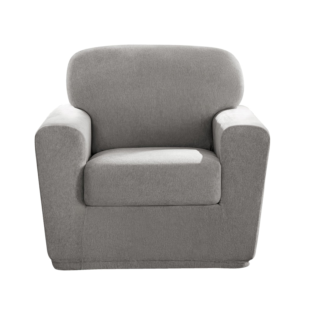 SureFit Cedar Stretch Texture Chair Slipcovers Two-Piece Chair Cover and Cushion Gray - Diamond Home USA