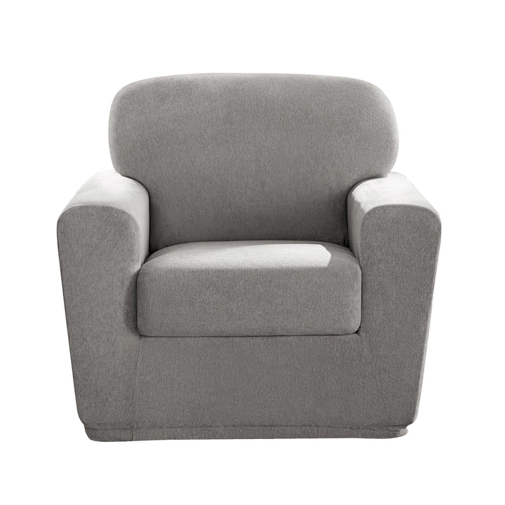 SureFit Cedar Stretch Texture Chair Slipcovers Two-Piece Chair Cover and Cushion Gray - Diamond Home USA