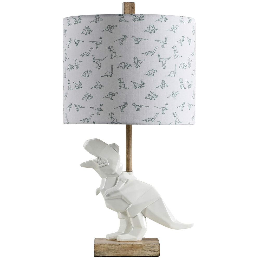 White Geometric Dinosaur Table Lamp Tan Bohemian Eclectic - Diamond Home USA