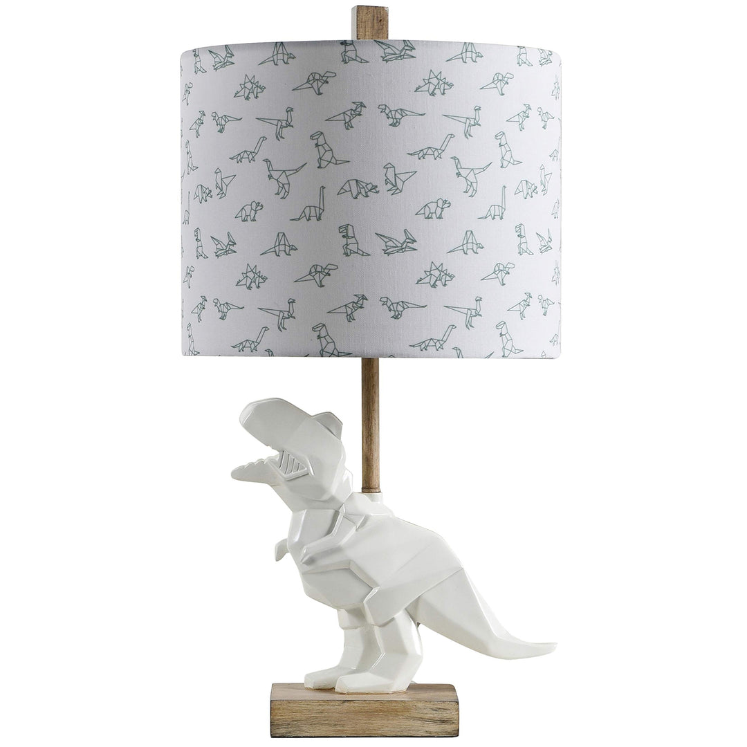 White Geometric Dinosaur Table Lamp Tan Bohemian Eclectic - Diamond Home USA