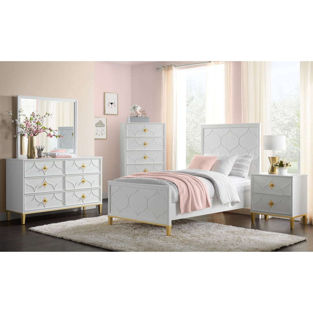 Martin Svensson Home Emma 2 Drawer White and Gold Nightstand - Diamond Home USA