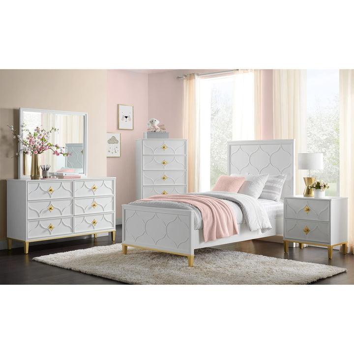 Martin Svensson Home Emma 2 Drawer White and Gold Nightstand - Diamond Home USA