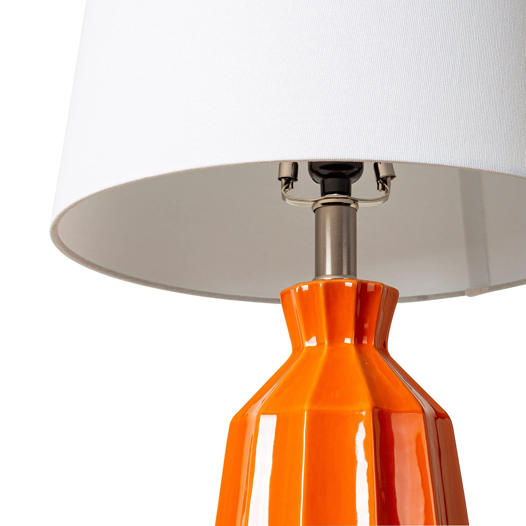 Modern Ceramic Table Lamp 24" h X 13" w 13" d Orange Contemporary - Diamond Home USA