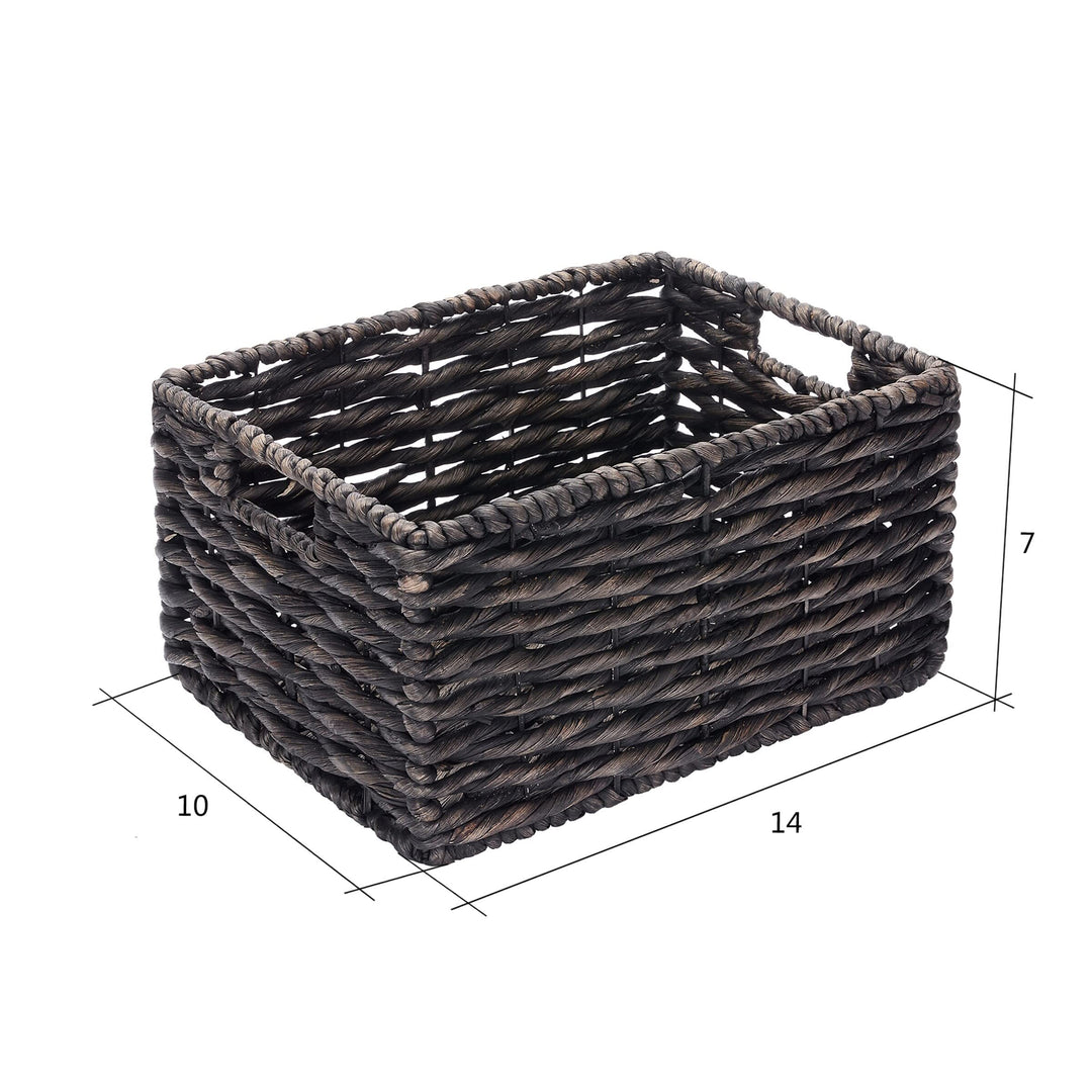 Set Of 2 Rectangle Handmade Twisted Wicker Baskets With Handles (Black) Black - Diamond Home USA