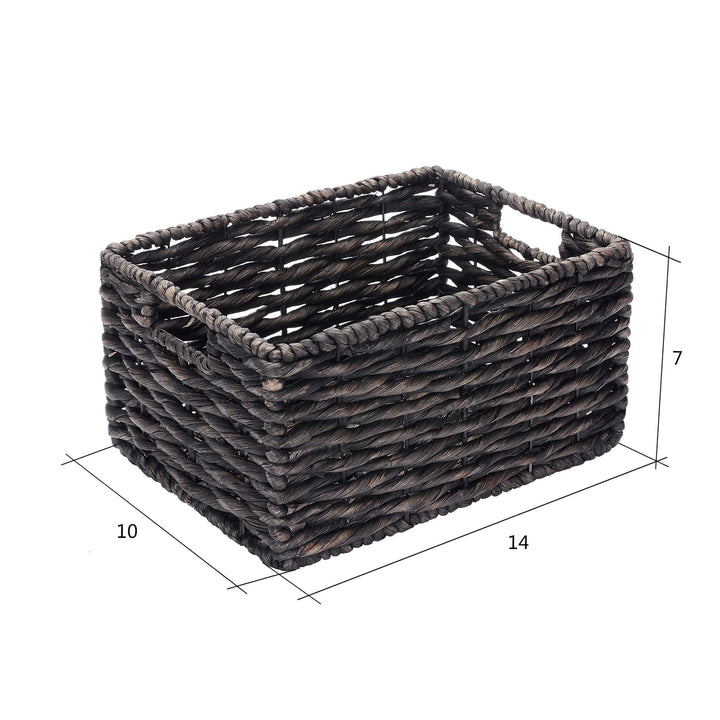 Set Of 2 Rectangle Handmade Twisted Wicker Baskets With Handles (Black) Black - Diamond Home USA