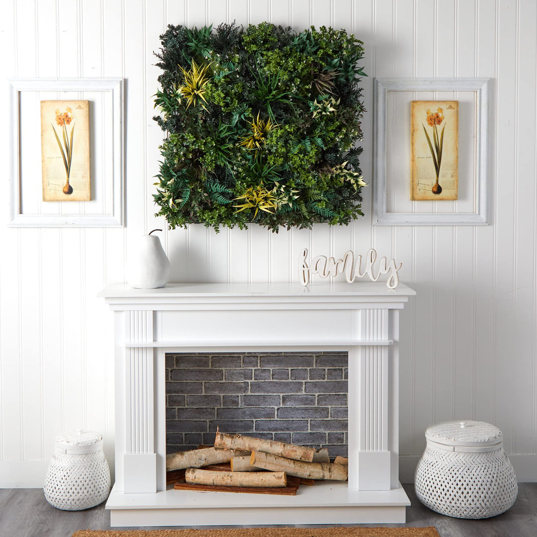Nearly Natural 3ft. x 3ft. Greens & Fern Artificial Living Wall UV Resist - Diamond Home USA