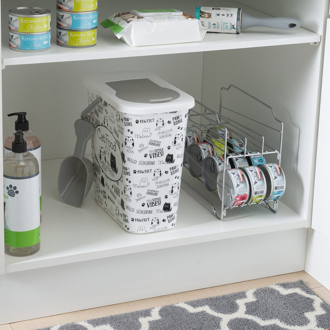 Pounce + Fetch 3 Gallon Dry Food Container With Scooper 12.4"x 7.5"x 12.6" White - Diamond Home USA