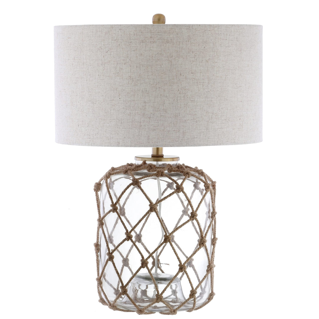 26.5" Glass and Rope Led Table Lamp Brown/Clear Brown Bohemian Eclectic Nautical - Diamond Home USA
