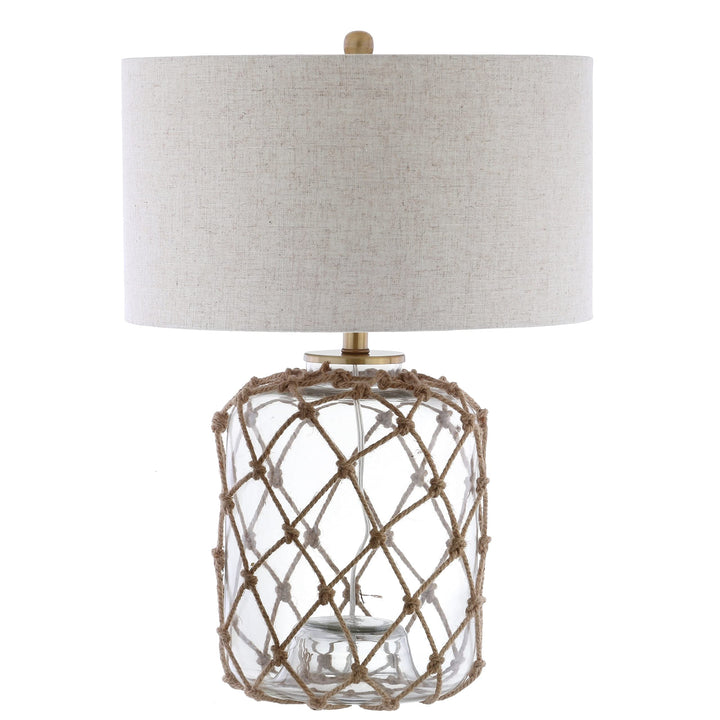 26.5" Glass and Rope Led Table Lamp Brown/Clear Brown Bohemian Eclectic Nautical - Diamond Home USA