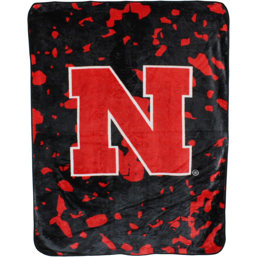 86"x63" NCAA Cornhuskers Throw Blanket Sports Football Bedspread Team Logo