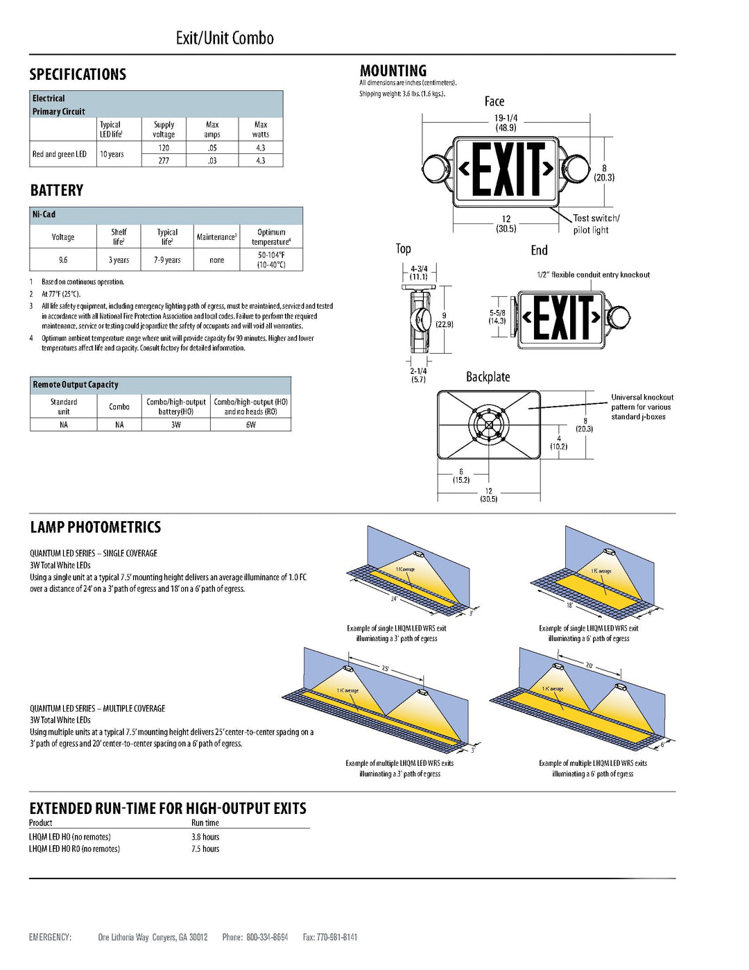 Lithonia Lighting LHQM LED B G M6 LED 2-Light Exit Sign/Emergency with Led Heads - Diamond Home USA