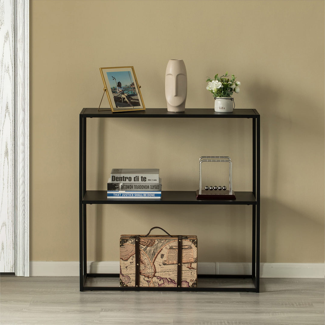 Modern Display Metal Console Table with Open Shelf for Dining Black - Diamond Home USA