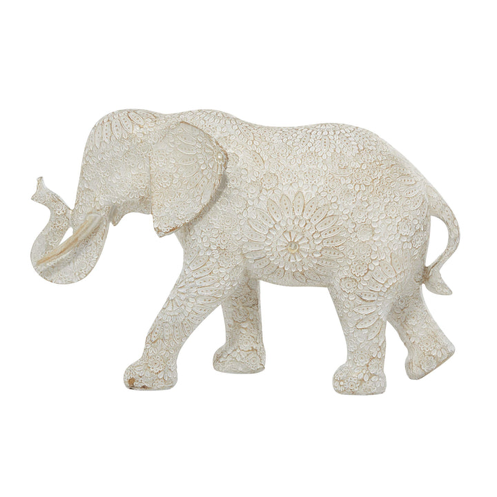 Large White Indian Elephant Sculpture with Rhinestone Accents 5 X 14 9 Cream - Diamond Home USA