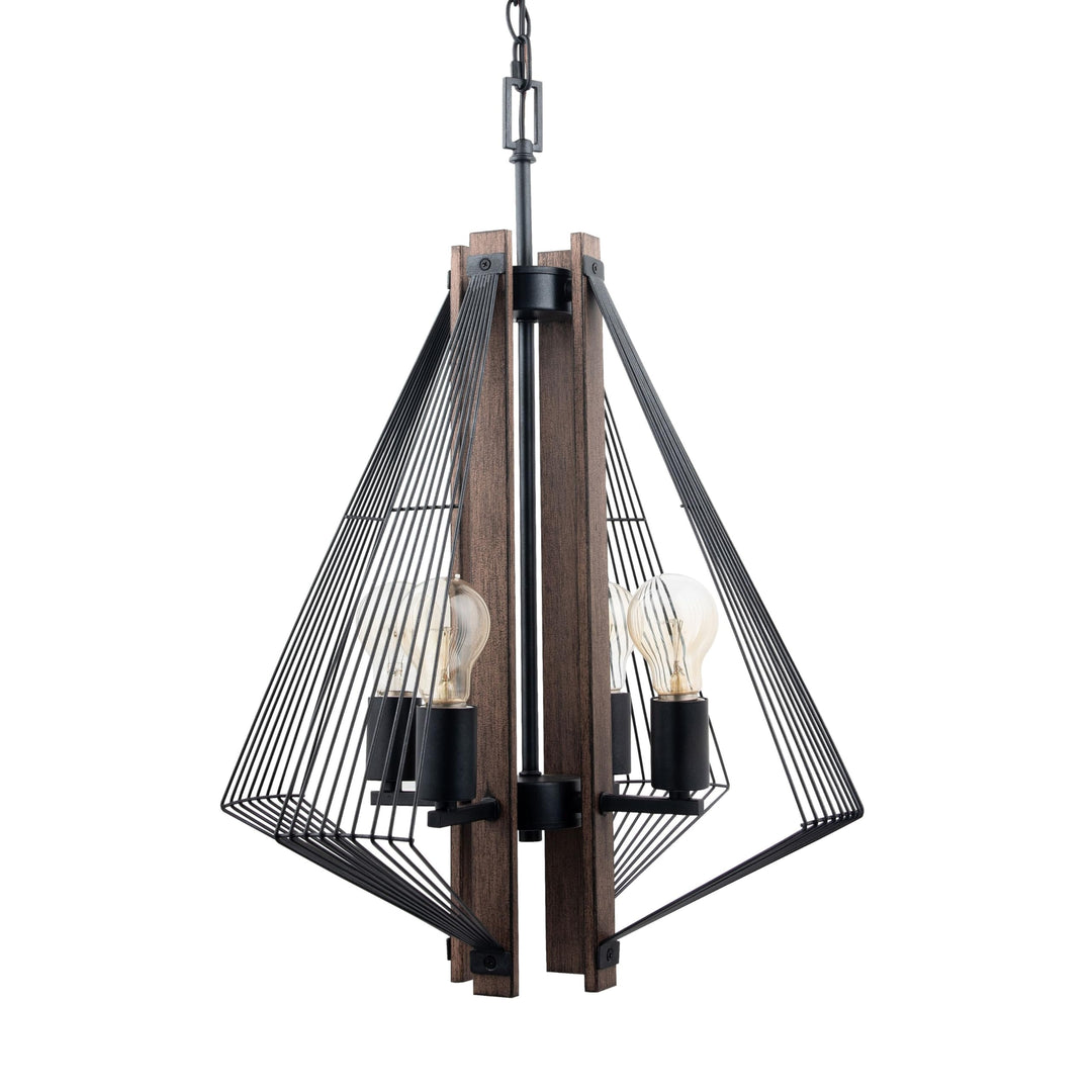 Lighting 4 Light Black Wood Transitional Metal Dimmable - Diamond Home USA