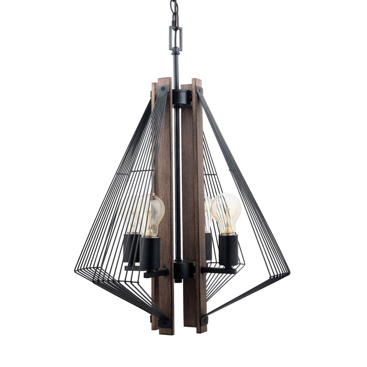 Lighting 4 Light Black Wood Transitional Metal Dimmable - Diamond Home USA