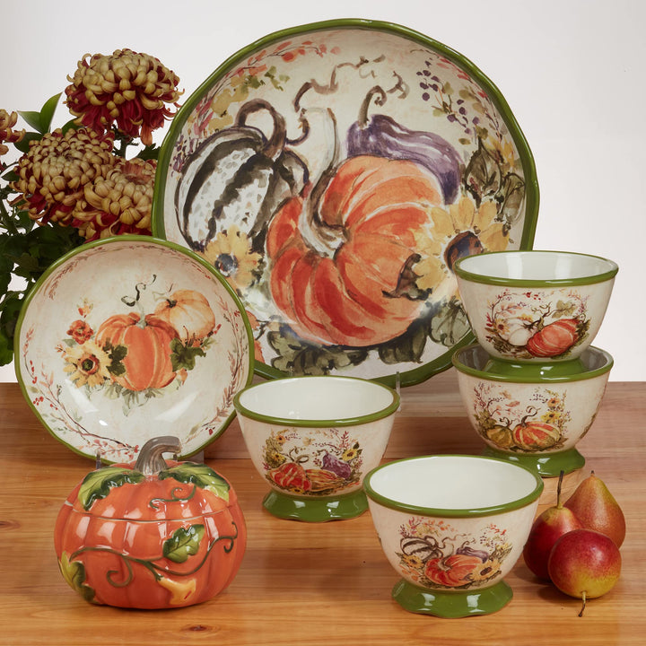 Certified International Harvest Morning Pumpkin Tureen with Ladle 112 oz - Diamond Home USA