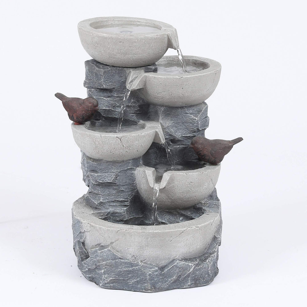 Polyresin Tiered Pots Outdoor Fountain Grey Traditional - Diamond Home USA