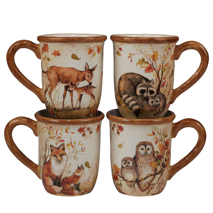 Pine Forest 16 Pc Dinnerware Set Service for 4 Beige Brown Multi lor Animal - Diamond Home USA