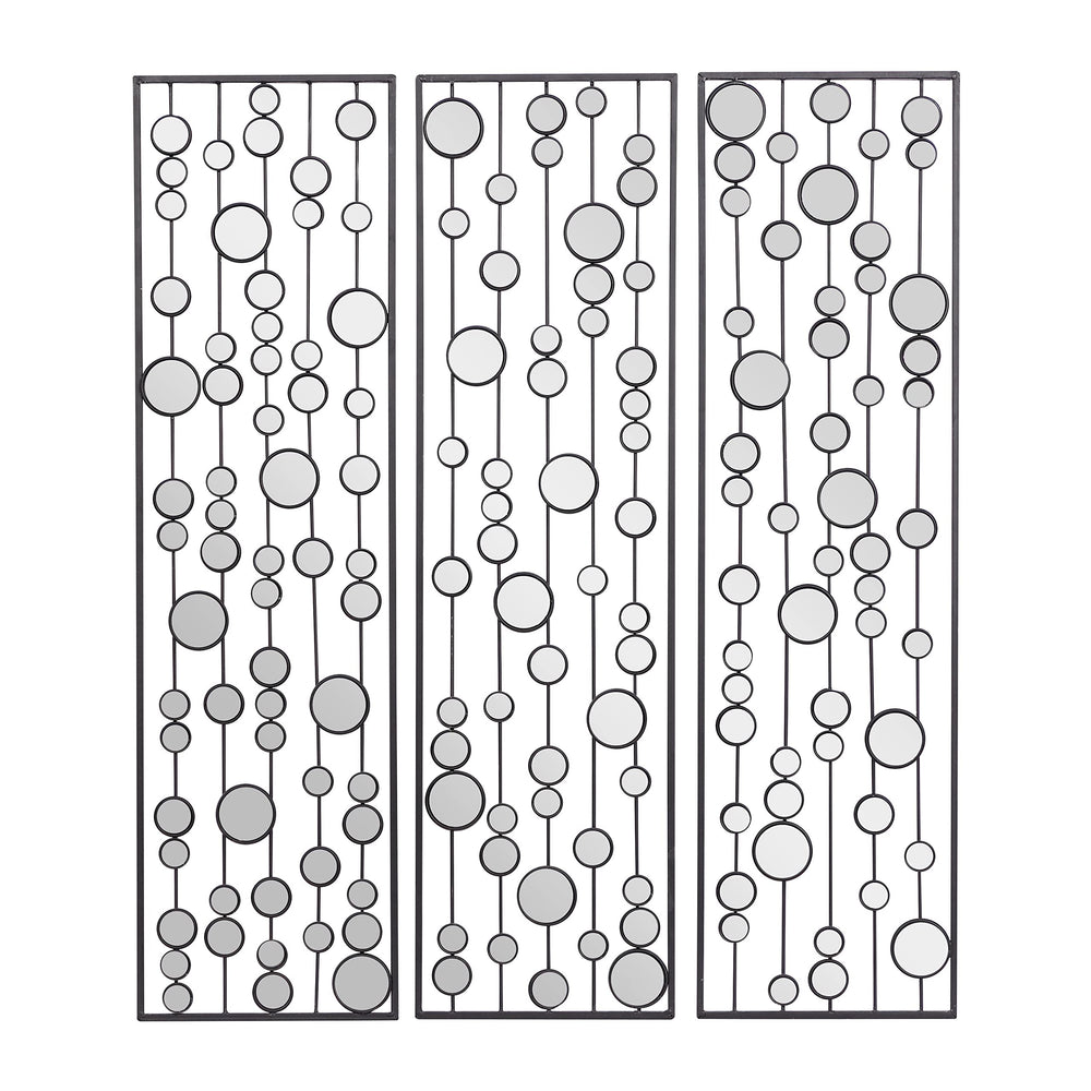 Black Iron Glam Wall Abstract (Set of 3) 36" h 10" w - Diamond Home USA