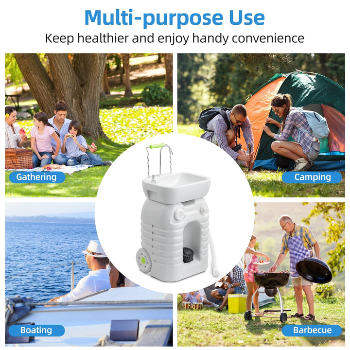 Portable Camping Sink 45 L Handwashing Station with Adjustable Wash Basin Soap - Diamond Home USA