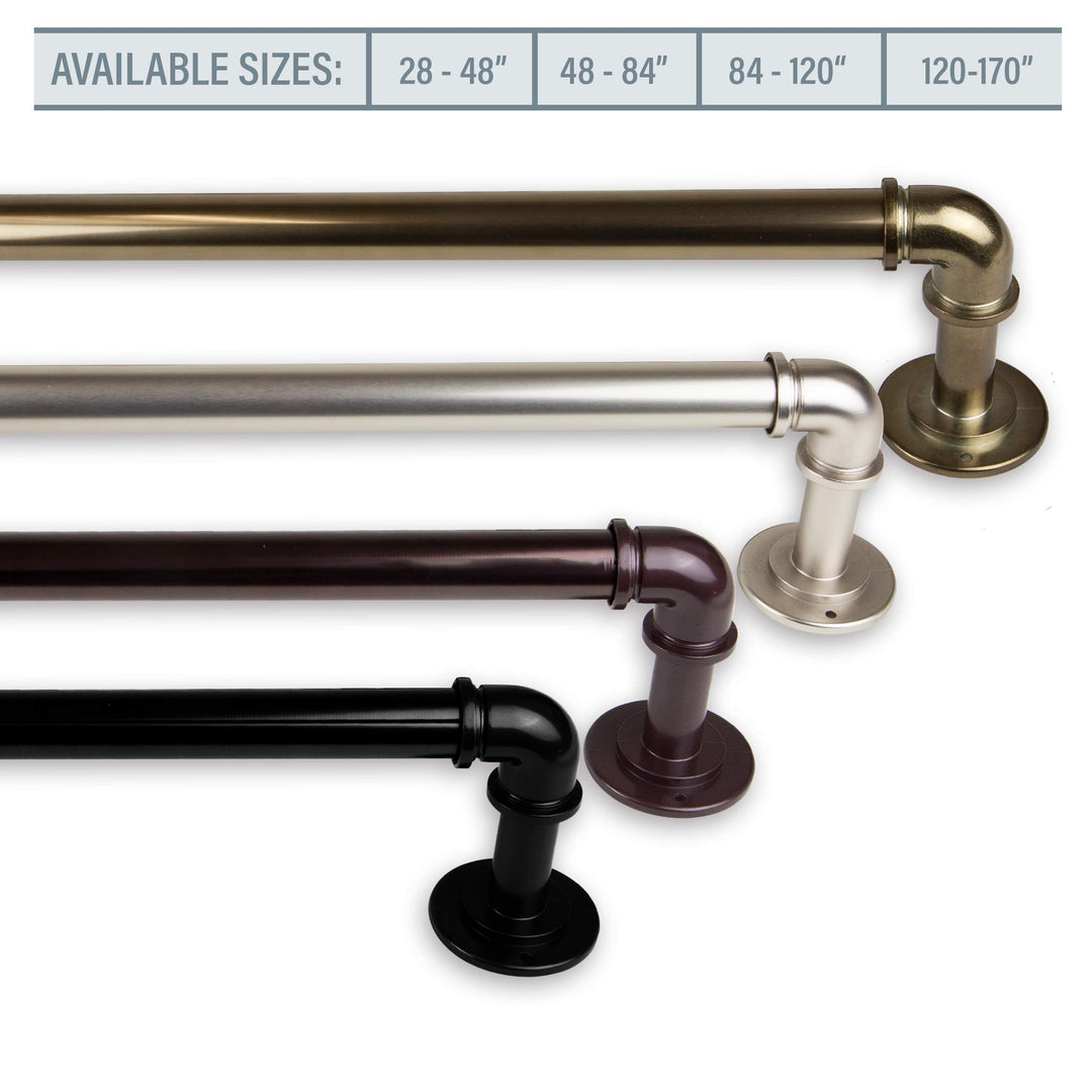 InStyleDesign Industrial Steel Pipe 1-inch Adjustable Curtain Rod
