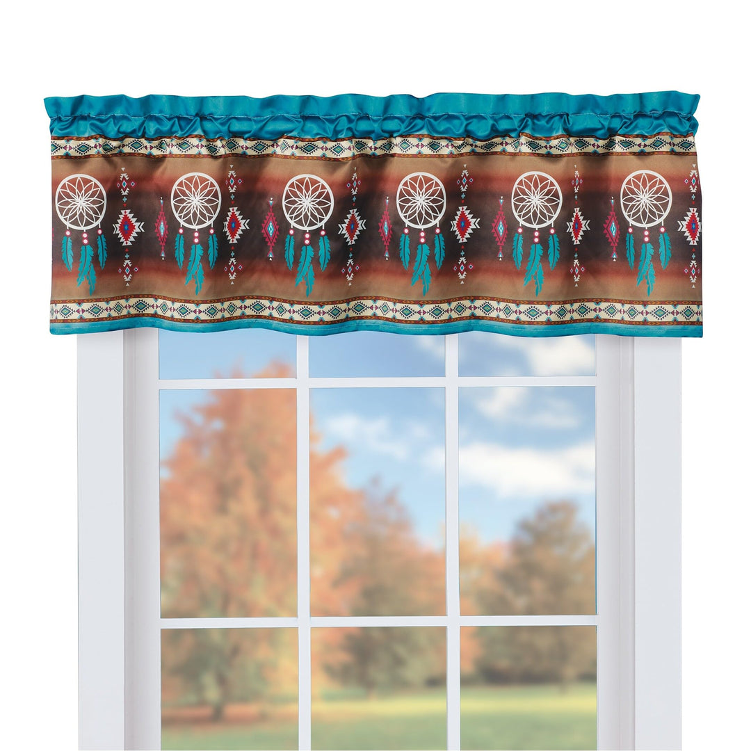Southwest Dreamcatcher Printed Window Valance X Brown Geometric Traditional