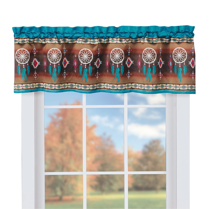 Southwest Dreamcatcher Printed Window Valance X Brown Geometric Traditional