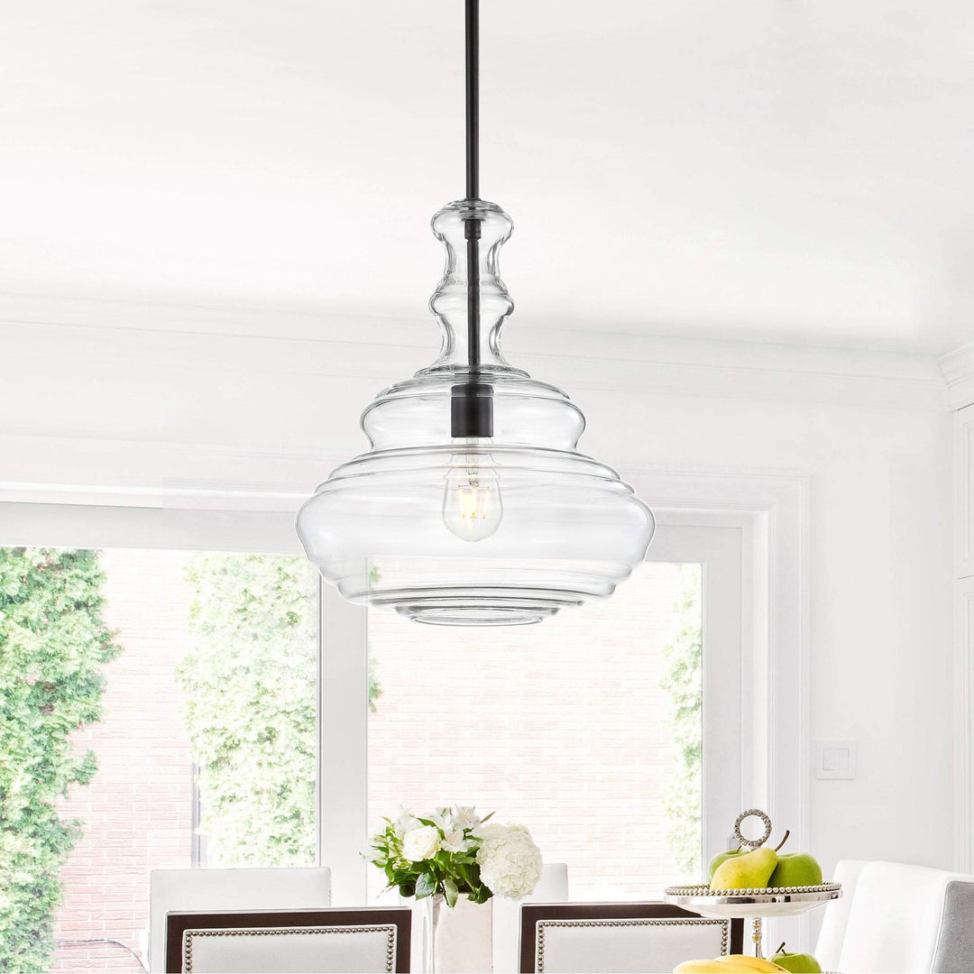 Monkey 13.37" Glass/Metal Led Oil Rubbed Bronze/Clear Black Glam ditional Black/Bronze - Diamond Home USA