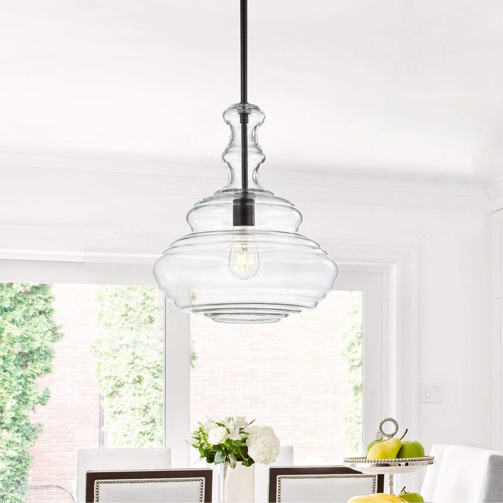 Monkey 13.37" Glass/Metal Led Oil Rubbed Bronze/Clear Black Glam ditional Black/Bronze - Diamond Home USA