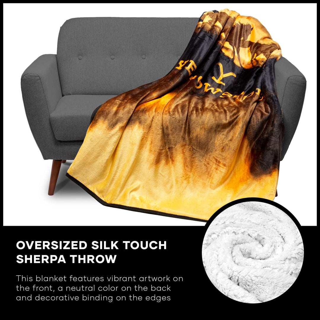 Northwest Yellowstone Oversized Silk Touch Sherpa Throw Blanket 60" x 80" Wild - Diamond Home USA