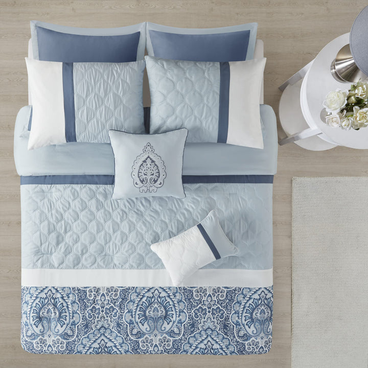 510 DESIGN Luxe Quilted Comforter Set Modern Transitional Design All Season Down