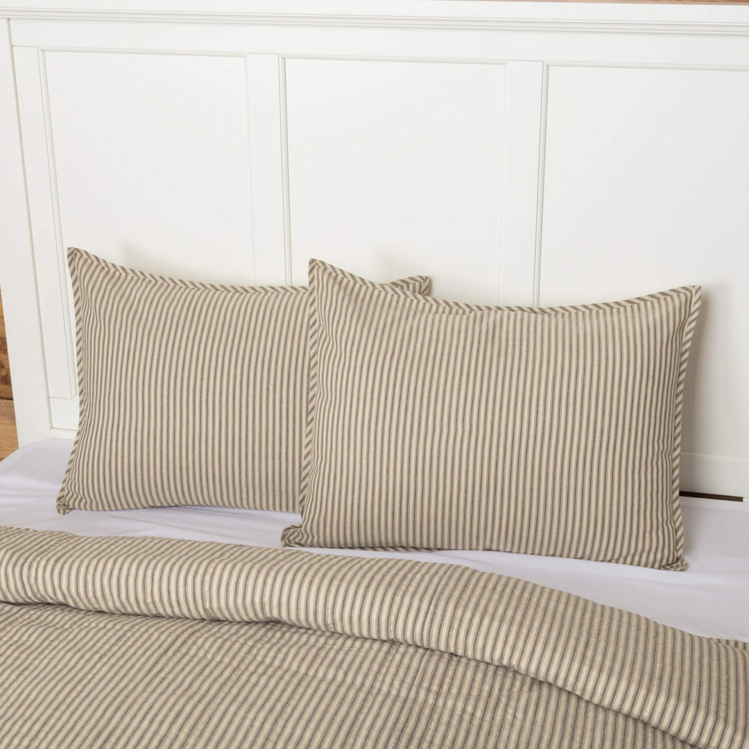 Mill Ticking Stripe Sham - King Black White Striped Farmhouse Cotton Single - Diamond Home USA