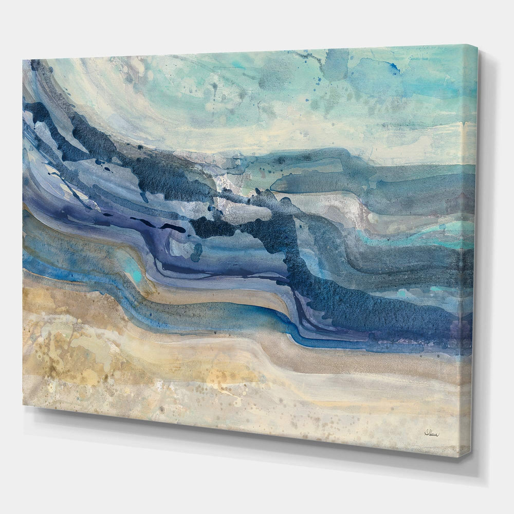 DESIGN ART Designart 'Coast Blue Sea Waves Watercolour' Modern Farmhouse 40 in. wide x 30 in. high - Diamond Home USA