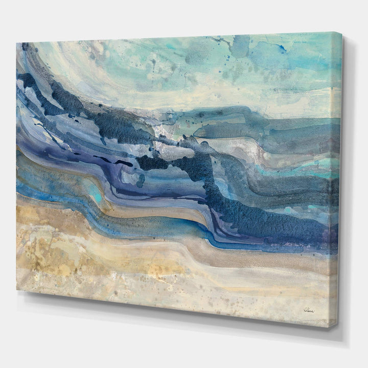 DESIGN ART Designart 'Coast Blue Sea Waves Watercolour' Modern Farmhouse 40 in. wide x 30 in. high - Diamond Home USA