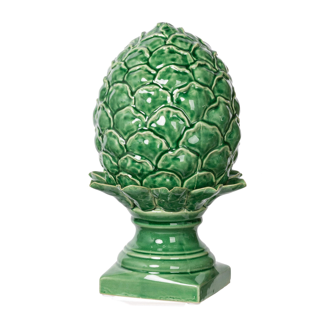 12-inch Vintage Green Blooming Artichoke Accent Ceramic