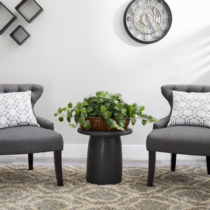 Nearly Natural Pothos with Ledge Basket Green 34x18x15 - Diamond Home USA