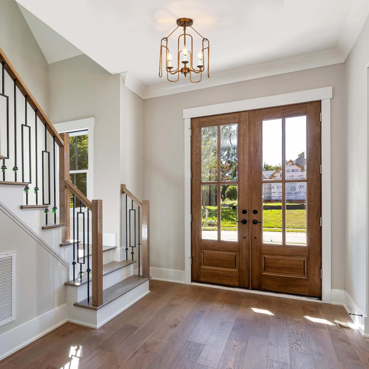 Mid-century Modern French Country 4-light Drum Ceiling Lights Wheel Semi-flush - Diamond Home USA