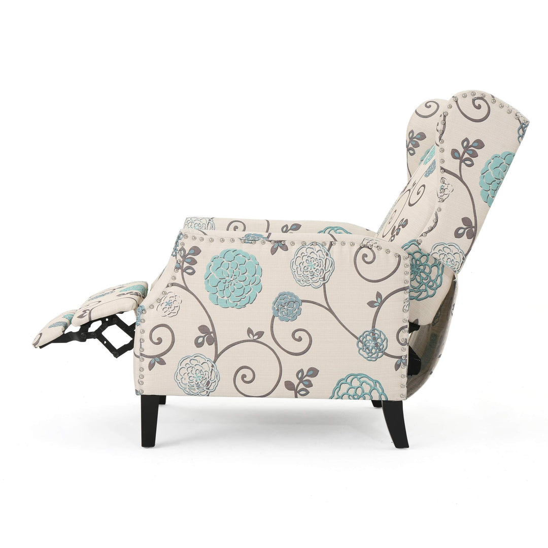 Christopher Knight Home Ellyn abric Recliner (Set of 2) Light Beige with Blue - Diamond Home USA