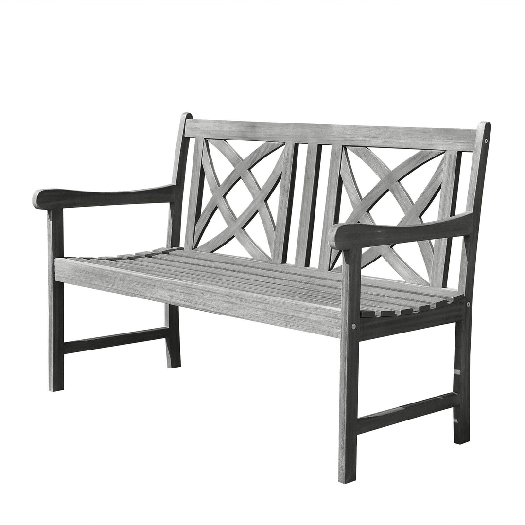 Surfside 4-Foot Outdoor Hand-Scraped Hardwood Garden Bench Grey Traditional