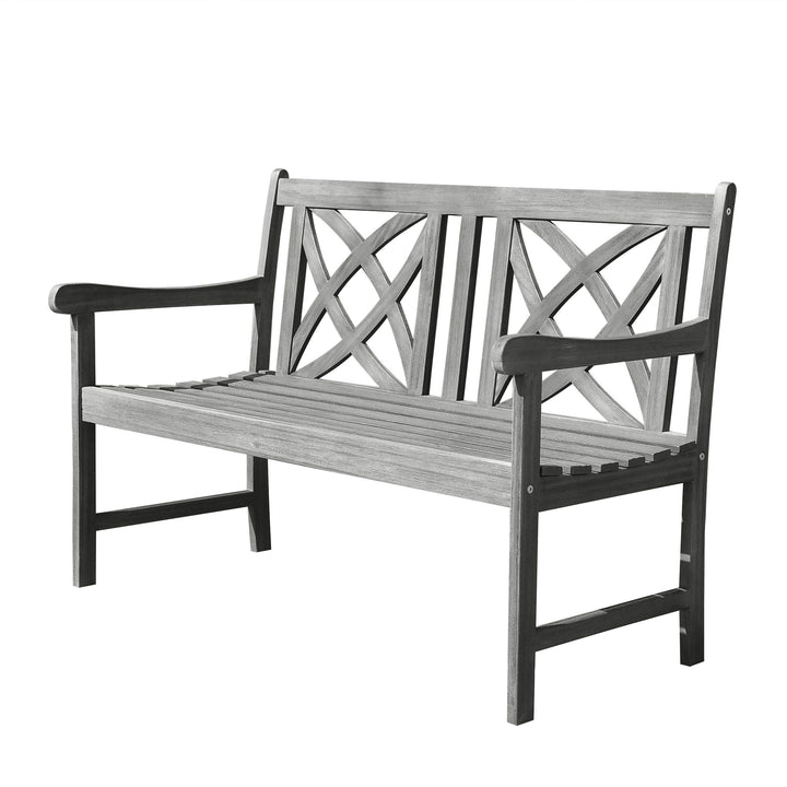 Surfside 4-Foot Outdoor Hand-Scraped Hardwood Garden Bench Grey Traditional