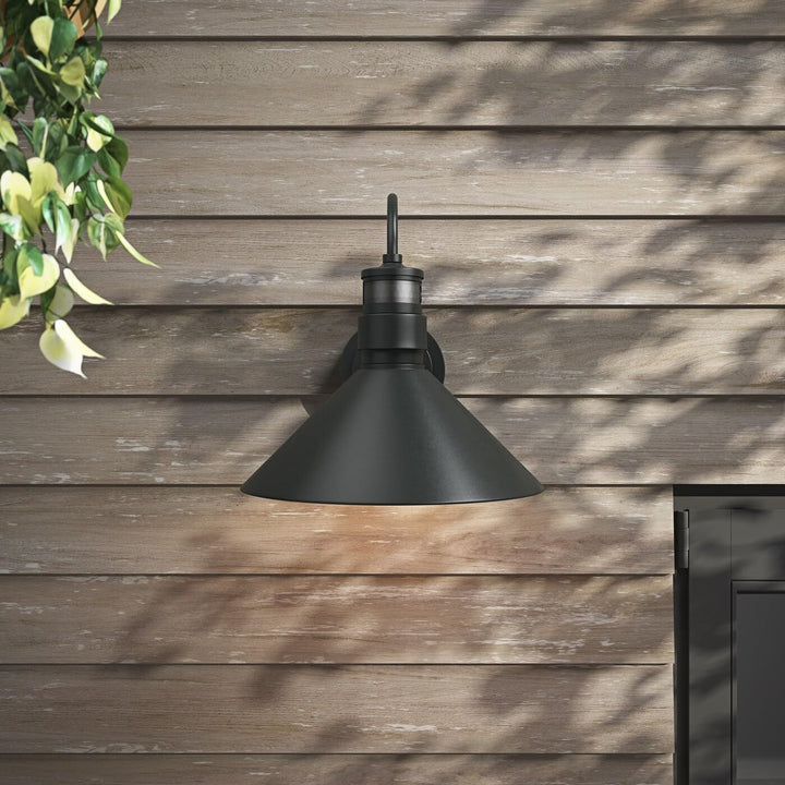 Farmhouse Gooseneck Dusk to Dawn Motion Sensor Outdoor Barn ht Black Iron - Diamond Home USA