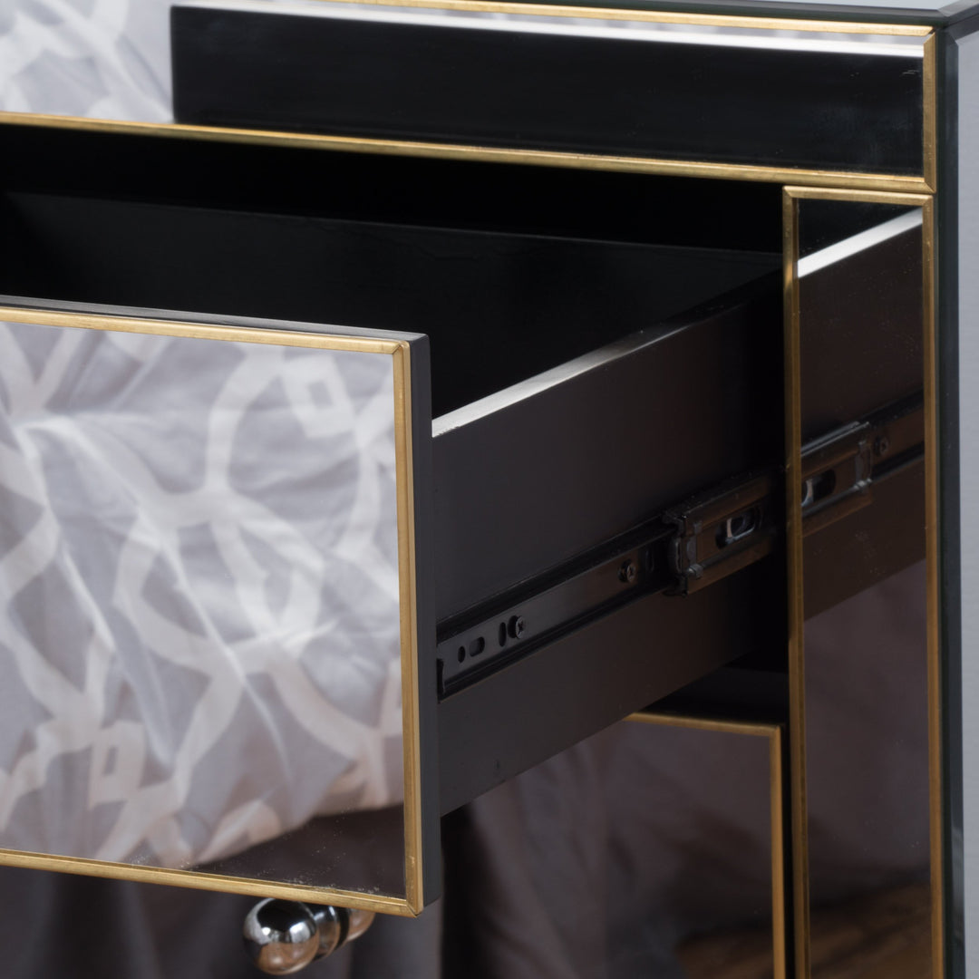 Christopher Knight Home Lenorr Mirrored 3-Drawer Side Table Mirror / Gold - Diamond Home USA