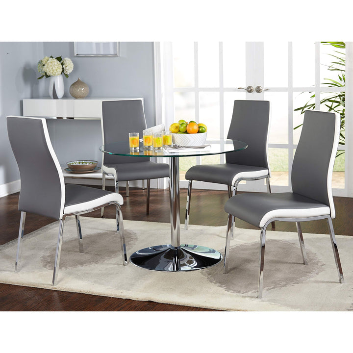 Dining Chairs (Set of 2) Grey White Modern Contemporary Leather Chrome Finish - Diamond Home USA