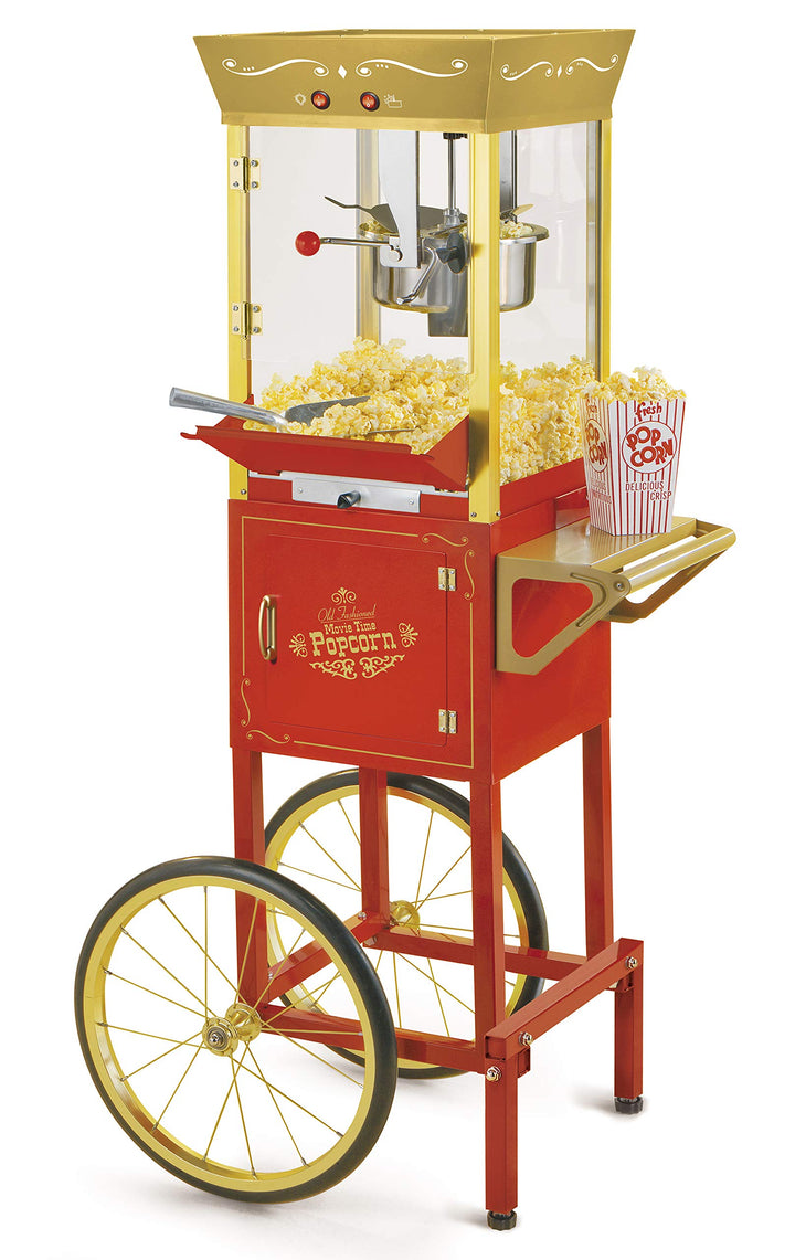 Nostalgia Popcorn Maker Machine - Professional Cart With 8 Oz Kettle Makes Up to